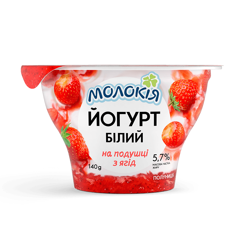 Йогурт питний МОЛОКІЯ білий на подушці з ягід "Полуниця" 5,7%